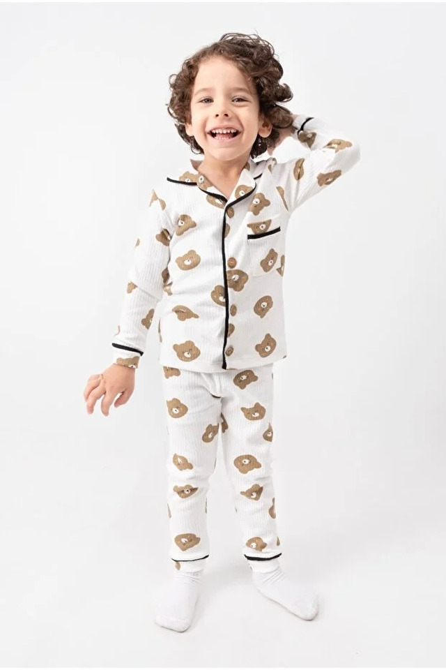 Ayıcık Desenlı Pıjama Takımı